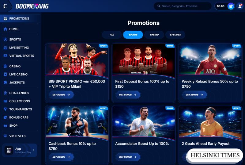 BoomerangBet AU Bookmaker HT Sport Bonus
