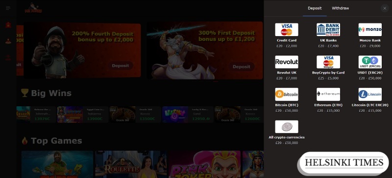 deposit money into online casinos without GamStop
