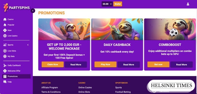 Claim PartySpins casino bonus